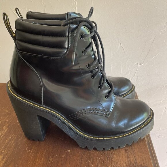 Dr Martens Persephone Black Patent Leather Look Ankle Heeled Boots Women Size 9 - Picture 5 of 12